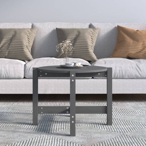 Table basse Gris Ø 62,5x45 cm Bois massif de pin - Photo n°3; ?>