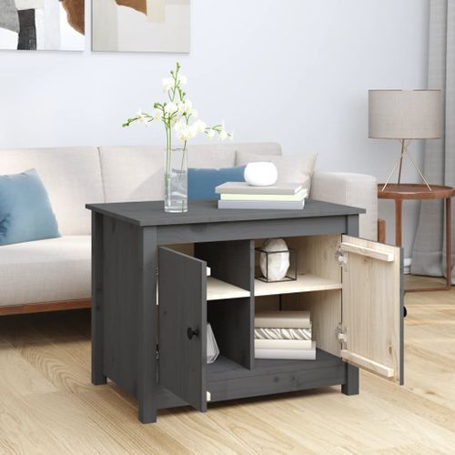 Table basse Gris 71x49x55 cm Bois massif de pin - Photo n°3; ?>