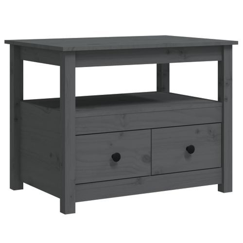 Table basse Gris 71x49x55 cm Bois massif de pin - Photo n°2; ?>