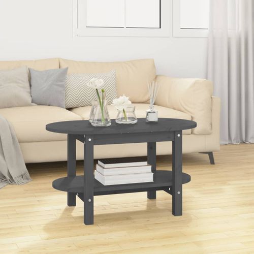 Table basse Gris 80x45x45 cm Bois massif de pin - Photo n°2; ?>