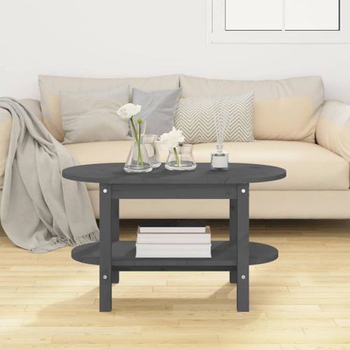 Table basse Gris 80x45x45 cm Bois massif de pin - Photo n°3; ?>