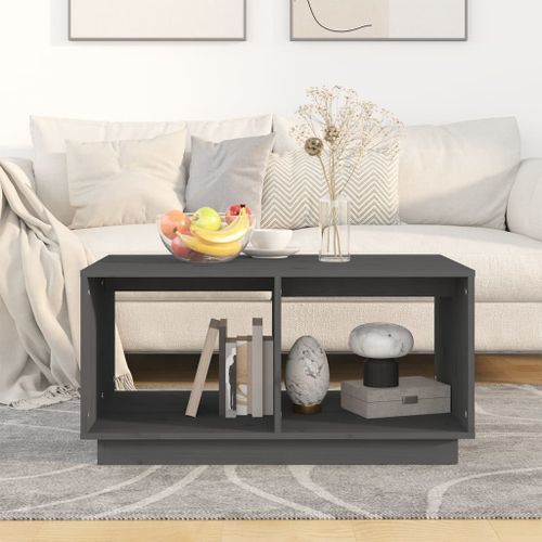 Table basse Gris 80x50x40 cm Bois massif de pin - Photo n°3; ?>