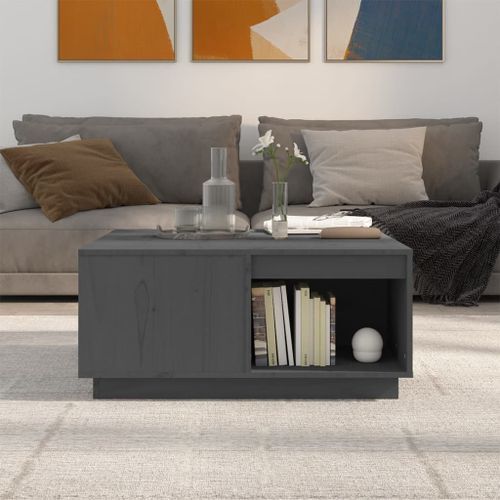 Table basse Gris 80x81x36,5 cm Bois massif de pin - Photo n°3; ?>