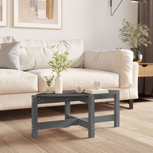 Table basse Gris 87x48x35 cm Bois massif de pin - Photo n°2; ?>