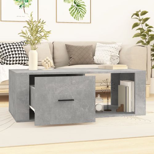 Table basse Gris béton 100x50,5x35 cm Bois d'ingénierie - Photo n°3; ?>