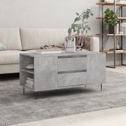 Table basse gris béton 102x44,5x50 cm bois d'ingénierie - Photo n°2; ?>