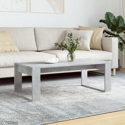 Table basse gris béton 102x50x35 cm bois d'ingénierie - Photo n°2; ?>