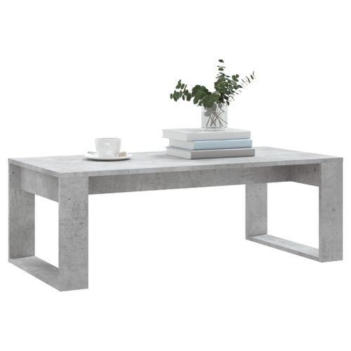 Table basse gris béton 102x50x35 cm bois d'ingénierie - Photo n°3; ?>