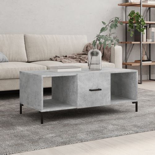 Table basse gris béton 102x50x40 cm bois d'ingénierie - Photo n°2; ?>