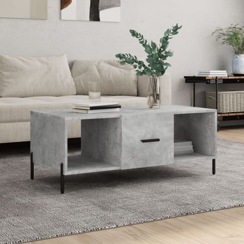 Table basse gris béton 102x50x40 cm bois d'ingénierie - Photo n°2; ?>