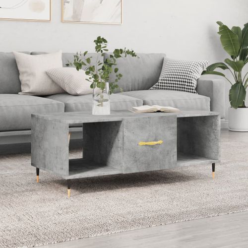 Table basse gris béton 102x50x40 cm bois d'ingénierie - Photo n°2; ?>