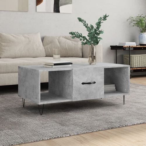 Table basse gris béton 102x50x40 cm bois d'ingénierie - Photo n°2; ?>