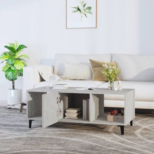 Table basse Gris béton 102x50x40 cm Bois d'ingénierie - Photo n°3; ?>