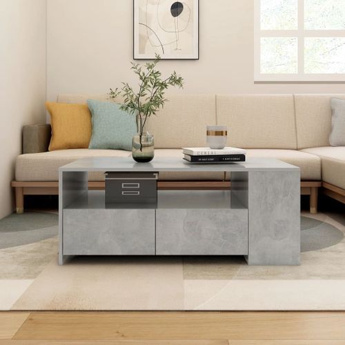 Table basse Gris béton 102x55x42 cm Bois d'ingénierie - Photo n°2; ?>