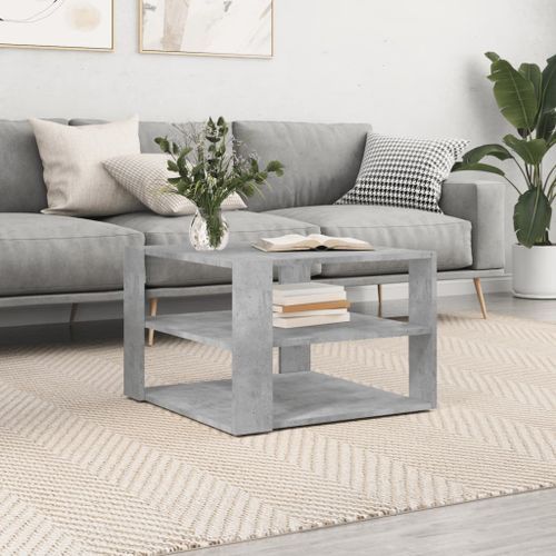 Table basse gris béton 59,5x59,5x40 cm bois d'ingénierie - Photo n°2; ?>