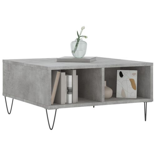 Table basse gris béton 60x60x30 cm bois d'ingénierie - Photo n°3; ?>