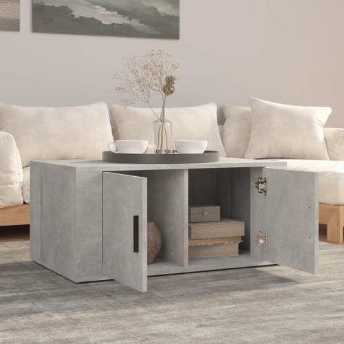 Table basse Gris béton 80x50x36 cm Bois d'ingénierie - Photo n°3; ?>