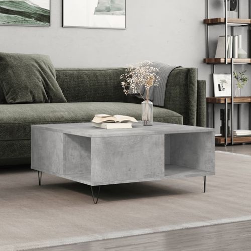 Table basse gris béton 80x80x36,5 cm bois d'ingénierie - Photo n°2; ?>