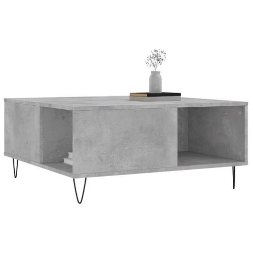 Table basse gris béton 80x80x36,5 cm bois d'ingénierie - Photo n°3; ?>