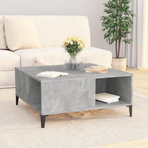 Table basse gris béton 80x80x36,5 cm bois d'ingénierie - Photo n°3; ?>