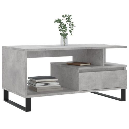 Table basse Gris béton 90x49x45 cm Bois d'ingénierie - Photo n°3; ?>