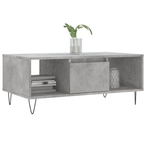 Table basse Gris béton 90x50x36,5 cm Bois d'ingénierie - Photo n°3; ?>