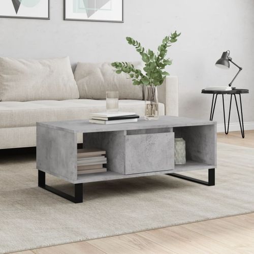 Table basse Gris béton 90x50x36,5 cm Bois d'ingénierie - Photo n°2; ?>