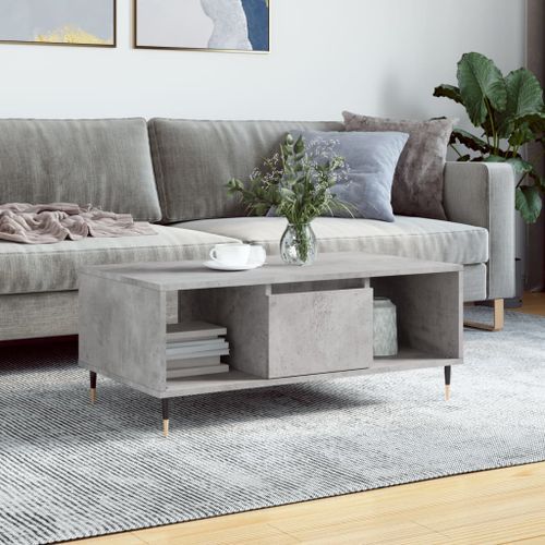 Table basse Gris béton 90x50x36,5 cm Bois d'ingénierie - Photo n°2; ?>