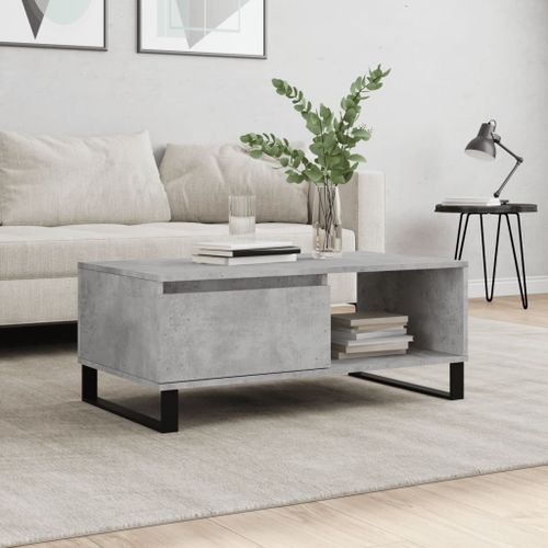 Table basse Gris béton 90x50x36,5 cm Bois d'ingénierie - Photo n°2; ?>