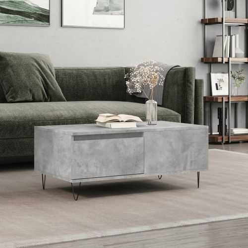 Table basse Gris béton 90x50x36,5 cm Bois d'ingénierie - Photo n°2; ?>