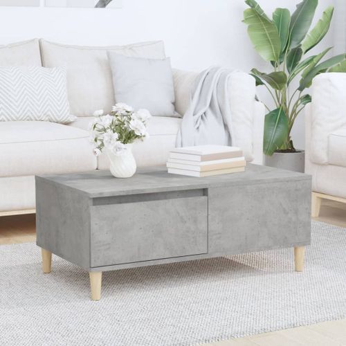 Table basse Gris béton 90x50x36,5 cm Bois d'ingénierie - Photo n°2; ?>