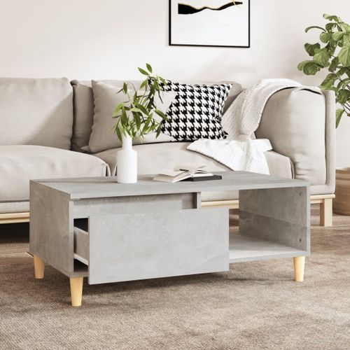 Table basse Gris béton 90x50x36,5 cm Bois d'ingénierie - Photo n°3; ?>