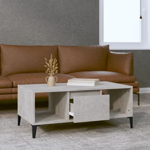 Table basse Gris béton 90x50x36,5 cm Bois d'ingénierie - Photo n°3; ?>