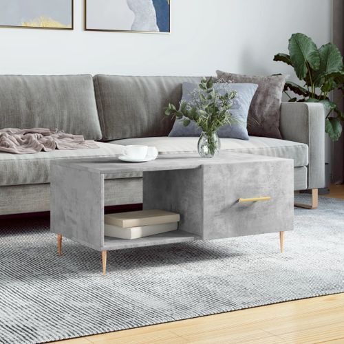 Table basse gris béton 90x50x40 cm bois d'ingénierie - Photo n°2; ?>