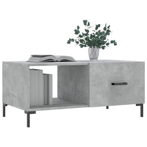 Table basse gris béton 90x50x40 cm bois d'ingénierie - Photo n°3; ?>