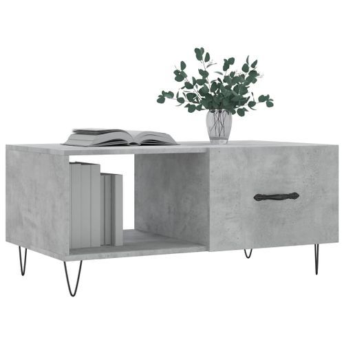 Table basse gris béton 90x50x40 cm bois d'ingénierie - Photo n°3; ?>