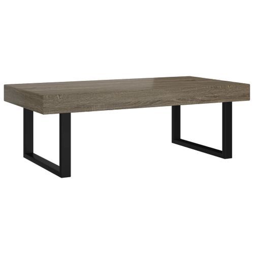 Table basse Gris et noir 120x60x40 cm MDF et fer - Photo n°2; ?>