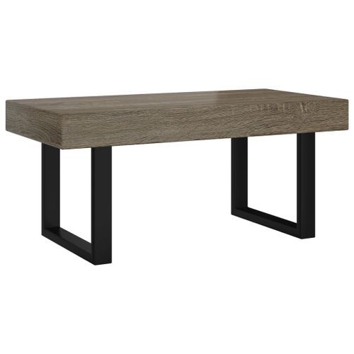 Table basse Gris et noir 90x45x40 cm MDF et fer - Photo n°2; ?>