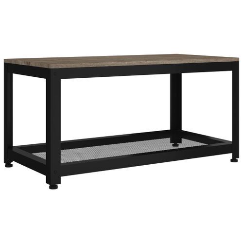 Table basse Gris et noir 90x45x45 cm MDF et fer - Photo n°2; ?>