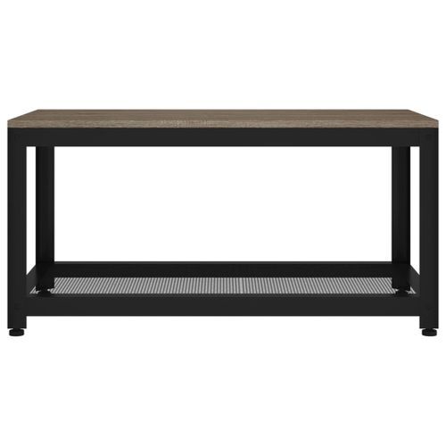 Table basse Gris et noir 90x45x45 cm MDF et fer - Photo n°3; ?>