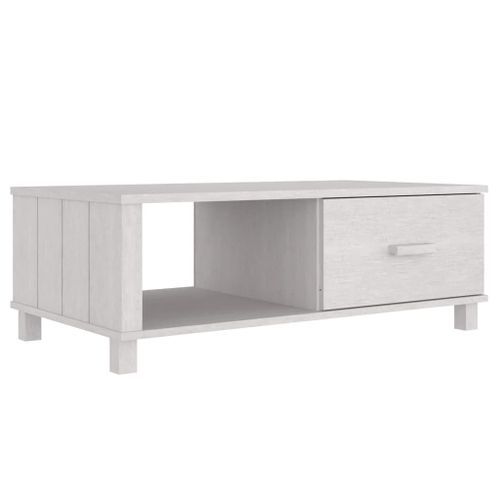 Table basse HAMAR Blanc 100x55x35 cm Bois massif de pin - Photo n°2; ?>