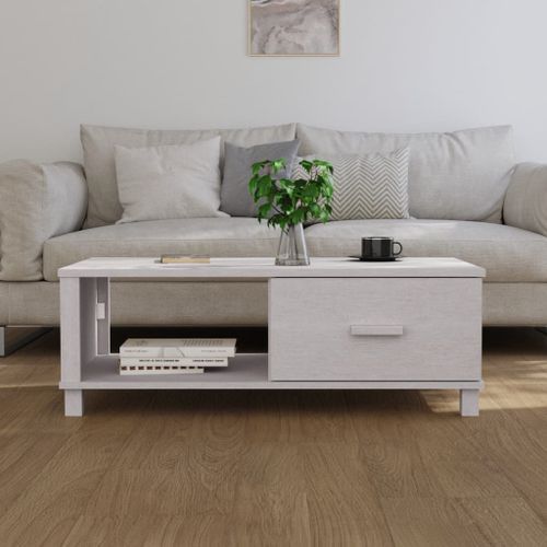 Table basse HAMAR Blanc 100x55x35 cm Bois massif de pin - Photo n°3; ?>