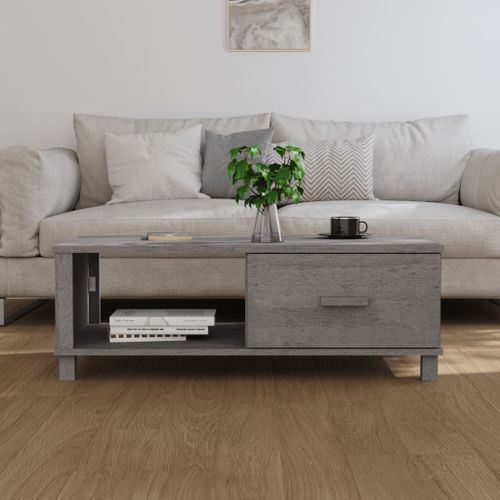 Table basse HAMAR Gris clair 100x55x35 cm Bois massif de pin - Photo n°3; ?>