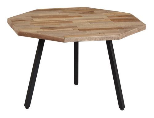 Table basse hexagonale teck massif recyclé et métal noir Voust - Lot de 2 - Photo n°2; ?>