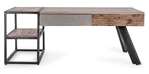 Table basse industrielle 1 tiroir bois de manguier recyclé et acier noir Kramer 118 cm - Photo n°3; ?>