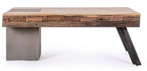 Table basse industrielle bois de manguier recyclé et acier noir Kramer 118 cm - Photo n°2; ?>