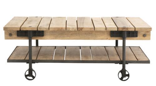 Table basse industrielle en bois sur roulettes Vitado - Photo n°2; ?>