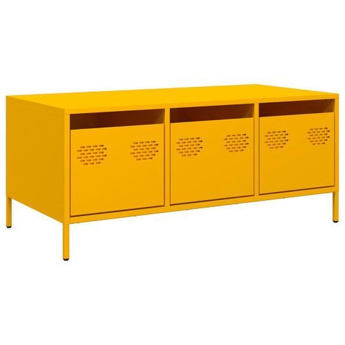 Table basse jaune moutarde 101,5x50x43,5cm acier laminé à froid - Photo n°2; ?>