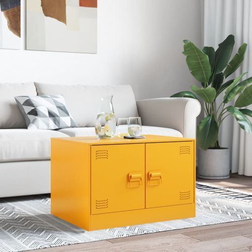 Table basse Jaune moutarde 67x50x44 cm acier - Photo n°3; ?>