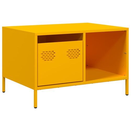 Table basse jaune moutarde 68,5x50x43,5 cm acier laminé à froid - Photo n°2; ?>